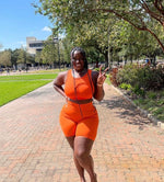 ORANGE BIKER SHORT SET